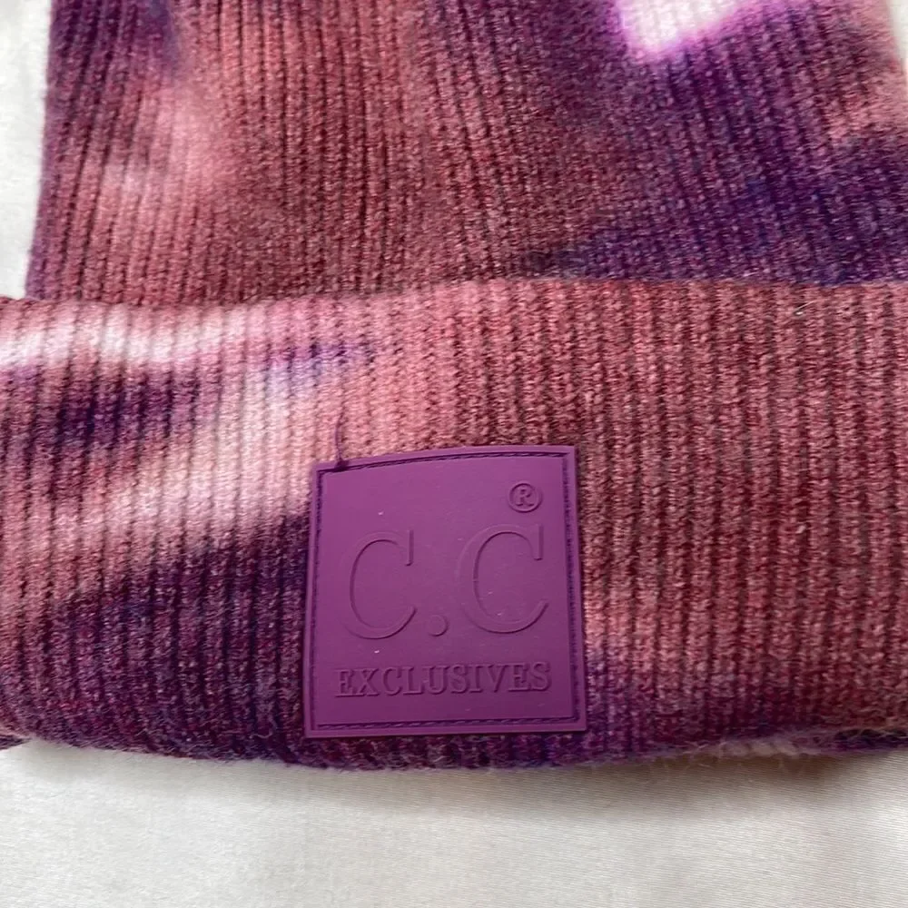 C.C Exclusive Women Tie Dye Pom Pom Beanie Hat.